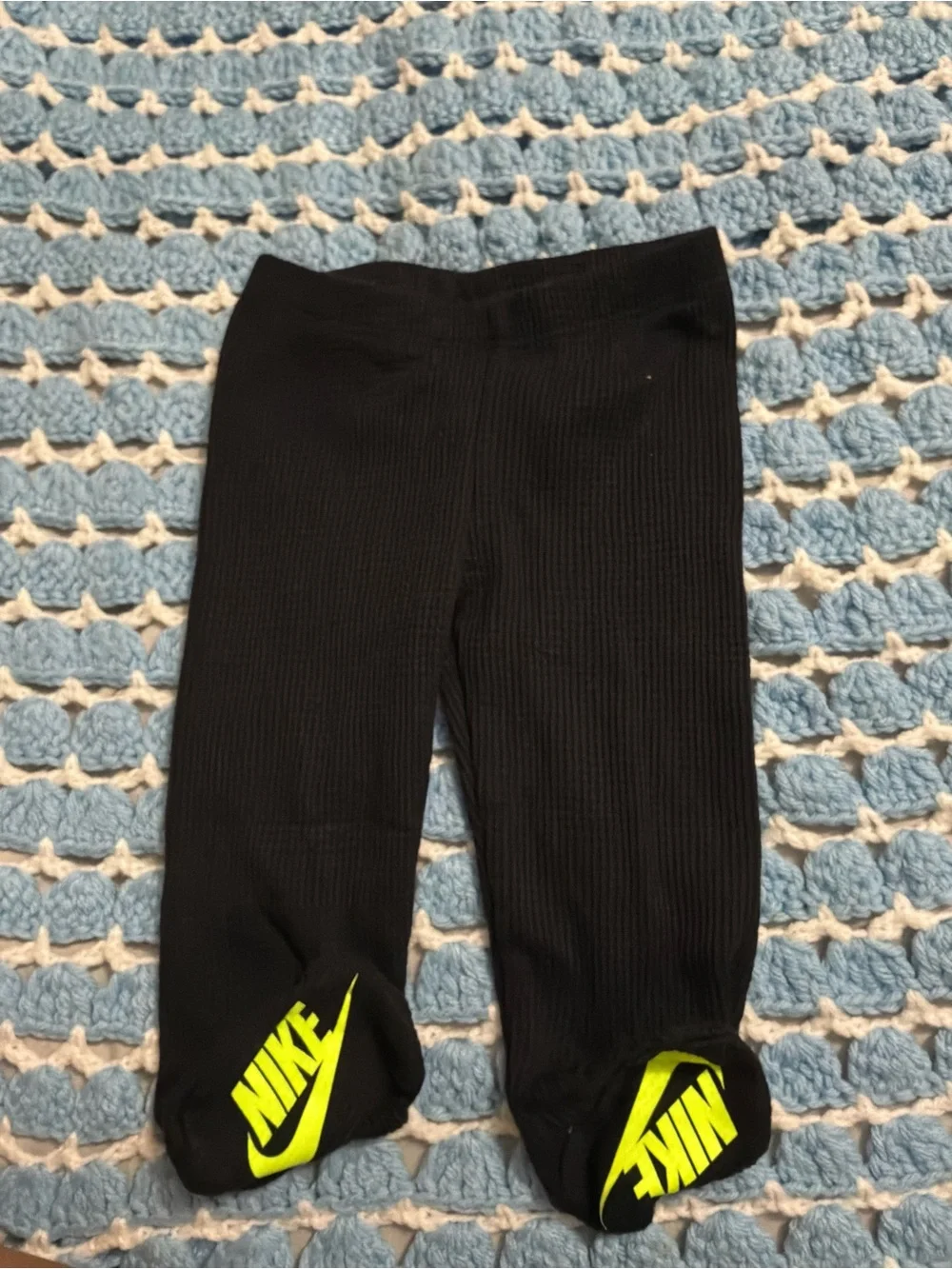 Nike Gray Top & Black Bottoms Baby Set with Neon Logo